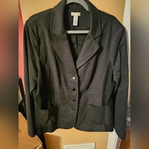 Womens Chico’s Blazer Style Black Coat SZ 3